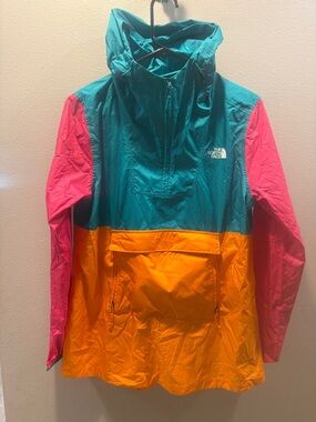 The North Face Colorblock Pullover Jacket — Teal, Orange & Pink